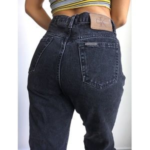 90S VINTAGE CALVIN KLEIN Black Ultra High Rise Mom Jeans Straight Leg
